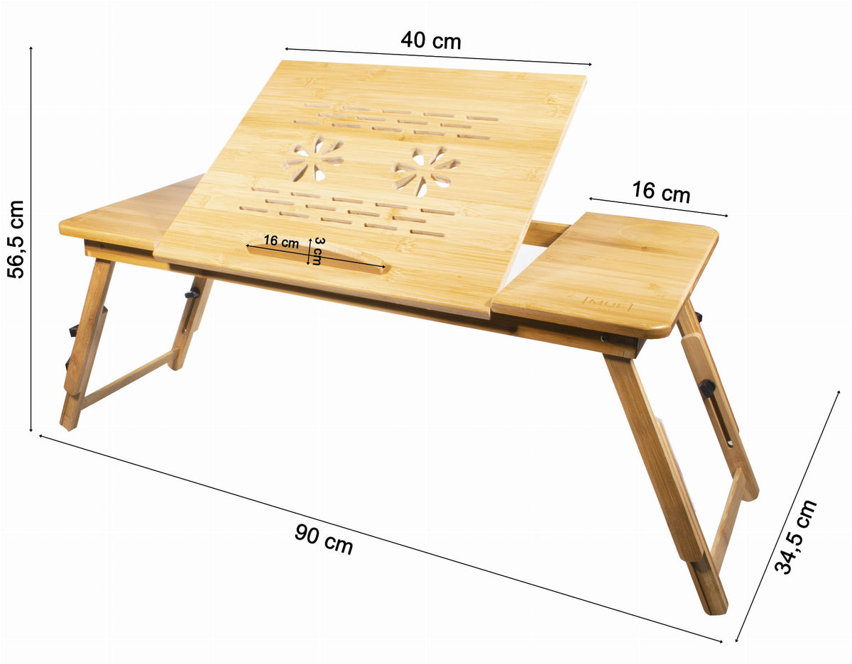 VALORA Bamboo Laptop Table XL - Adjustable, Foldable, Multi-Use